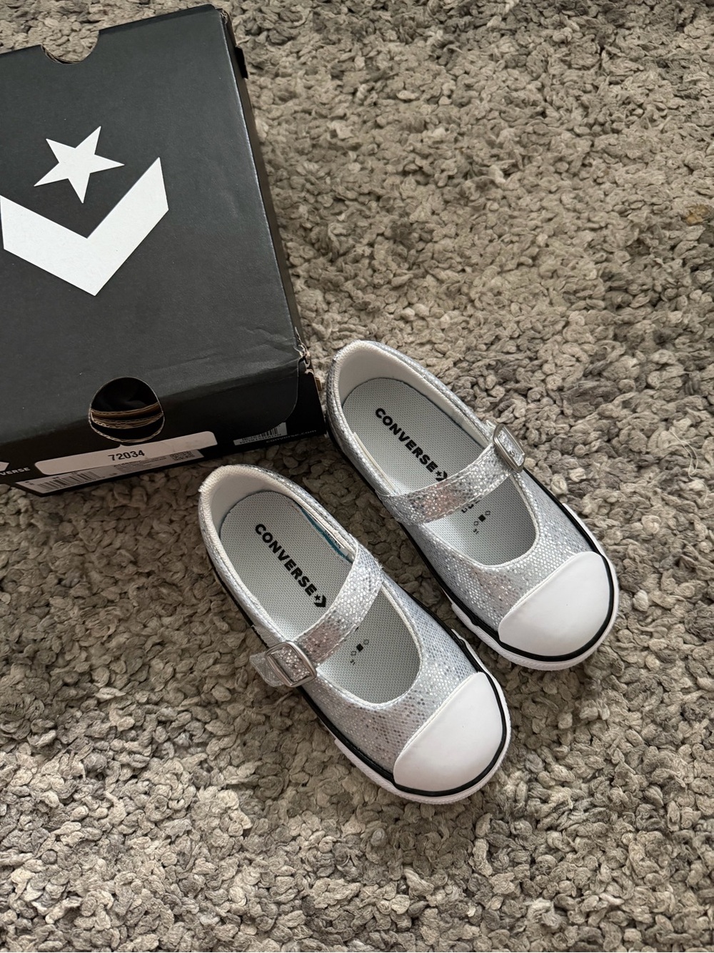 Converse Kids Silver Glitter Mary Jane Sneakers